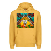 Mustard western sunflowers longhorn bull skull Premium Hoodie - Artiststas