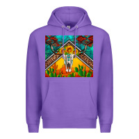 Purple western sunflowers longhorn bull skull Premium Hoodie - Artiststas