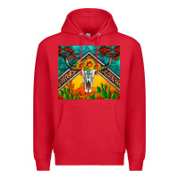 Red western sunflowers longhorn bull skull Premium Hoodie - Artiststas