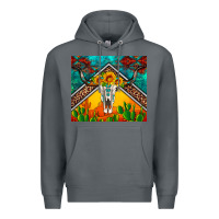 Rock western sunflowers longhorn bull skull Premium Hoodie - Artiststas