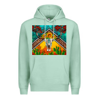 Seafoam western sunflowers longhorn bull skull Premium Hoodie - Artiststas