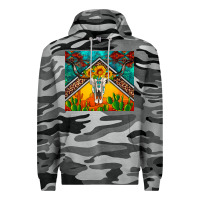 Slate Camo western sunflowers longhorn bull skull Premium Hoodie - Artiststas