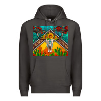 Smoke western sunflowers longhorn bull skull Premium Hoodie - Artiststas