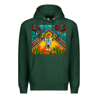 Sports Green western sunflowers longhorn bull skull Premium Hoodie - Artiststas