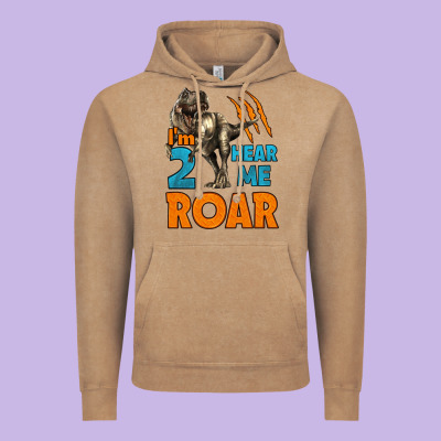 I'm Two Hear Me Roar Dinosaur Birthday Vintage Hoodie Designed By Lillyallendesigns