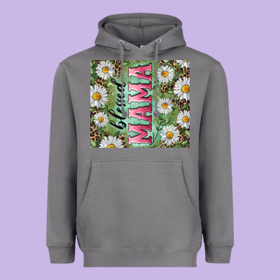 Blessed Mama With Daisy And Leopard Heavyweight Hoodie Designed By Ranaportraitstore