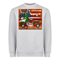 Heather Grey christmas truck with american flag Heavyweight Sweatshirt - Jasminsmagicworld