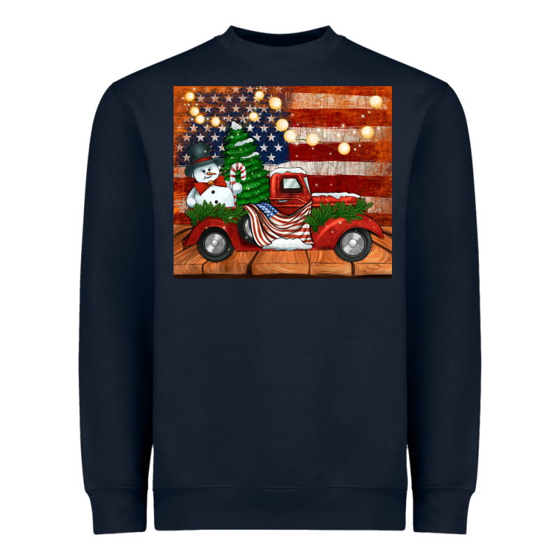 Christmas Truck With American Flag Heavyweight Sweatshirt by Jasminsmagicworld | Teevron