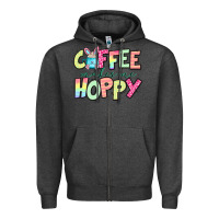 Charcoal Heather coffee makes me hoppy easter Zipper Hoodie - Jasminsmagicworld