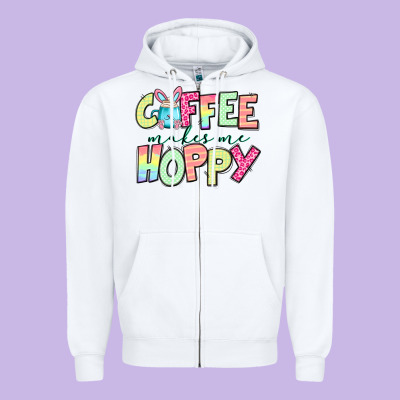 Coffee Makes Me Hoppy Easter Zipper Hoodie Designed By Jasminsmagicworld