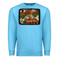 Ocean Blue christmas buffalo plaid cowhide background Premium Sweatshirt - Jasminsmagicworld