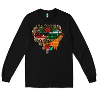 Black festive western christmas heart Long Sleeve Tee - CowhideDigitalArt