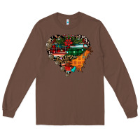 Chestnut festive western christmas heart Long Sleeve Tee - CowhideDigitalArt