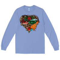 Colony Blue festive western christmas heart Long Sleeve Tee - CowhideDigitalArt