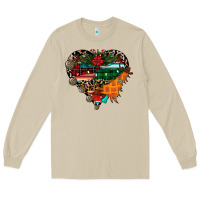 Mushroom festive western christmas heart Long Sleeve Tee - CowhideDigitalArt