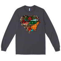 Smoke festive western christmas heart Long Sleeve Tee - CowhideDigitalArt
