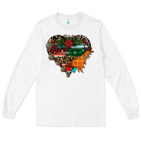 White festive western christmas heart Long Sleeve Tee - CowhideDigitalArt