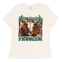 Bone Somebody's Problem Bull Skull Ladies Tee - FaDigitalArtStudio