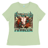 Matcha Somebody's Problem Bull Skull Ladies Tee - FaDigitalArtStudio