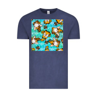 Vintage Denim honey bee gnomes seamless pattern Vintage Tee - BundleAndBundleShop