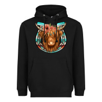 Black highland cow serape floral headband horseshoe Heavyweight Hoodie - Jasminsmagicworld
