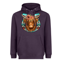 Plum highland cow serape floral headband horseshoe Heavyweight Hoodie - Jasminsmagicworld