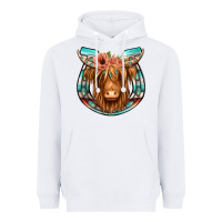 White highland cow serape floral headband horseshoe Heavyweight Hoodie - Jasminsmagicworld