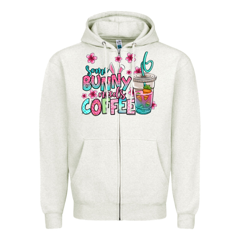 Some Bunny Needs Coffee Easter Zipper Hoodie by Jasminsmagicworld | Teevron