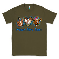 Army Green Peace Love Cows Classic Tee - Jasminsmagicworld