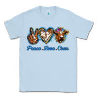 Dusty Blue Peace Love Cows Classic Tee - Jasminsmagicworld