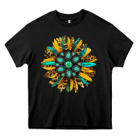 Black turquoise leopard sunflower Heavy Core Tee - Jasminsmagicworld