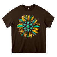 Chocolate Brown turquoise leopard sunflower Heavy Core Tee - Jasminsmagicworld