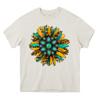Cream turquoise leopard sunflower Heavy Core Tee - Jasminsmagicworld