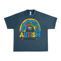 Midnight Navy proud autism mom rainbow Urban Heavy Tee - CowhideDigitalArt