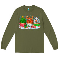 Army Green festive christmas cupcakes Long Sleeve Tee - CowhideDigitalArt