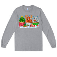 Heather Grey festive christmas cupcakes Long Sleeve Tee - CowhideDigitalArt