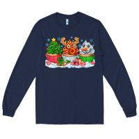 Navy festive christmas cupcakes Long Sleeve Tee - CowhideDigitalArt