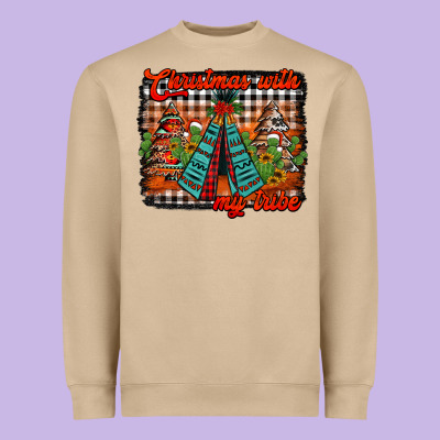 Christmas With My Tribe Heavyweight Sweatshirt Designed By Jasminsmagicworld