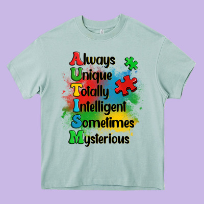 Always Unique Autism Heavy Core Tee Designed By Oliviacreatesart