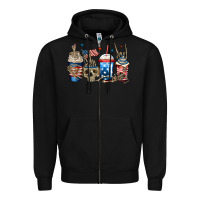 Black 4th of july skeleton coffee cups Zipper Hoodie - Jasminsmagicworld