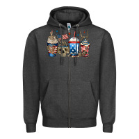 Charcoal Heather 4th of july skeleton coffee cups Zipper Hoodie - Jasminsmagicworld