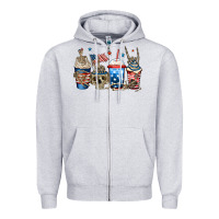 Heather Grey 4th of july skeleton coffee cups Zipper Hoodie - Jasminsmagicworld