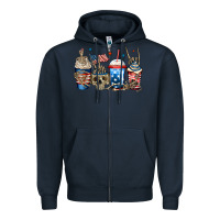Navy 4th of july skeleton coffee cups Zipper Hoodie - Jasminsmagicworld