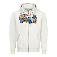 Oatmeal Heather 4th of july skeleton coffee cups Zipper Hoodie - Jasminsmagicworld