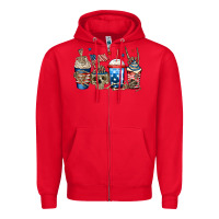 Red 4th of july skeleton coffee cups Zipper Hoodie - Jasminsmagicworld