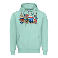 Seafoam 4th of july skeleton coffee cups Zipper Hoodie - Jasminsmagicworld