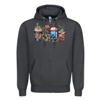 Smoke 4th of july skeleton coffee cups Zipper Hoodie - Jasminsmagicworld