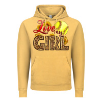 Vintage Mustard Love My Girl Softball Vintage Hoodie - LillyAllenDesigns