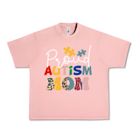 Salmon Proud Autism Mom Leopard Pattern Design Autism Awa Urban Heavy Tee - CowhideDigitalArt