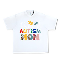 White Proud Autism Mom Leopard Pattern Design Autism Awa Urban Heavy Tee - CowhideDigitalArt
